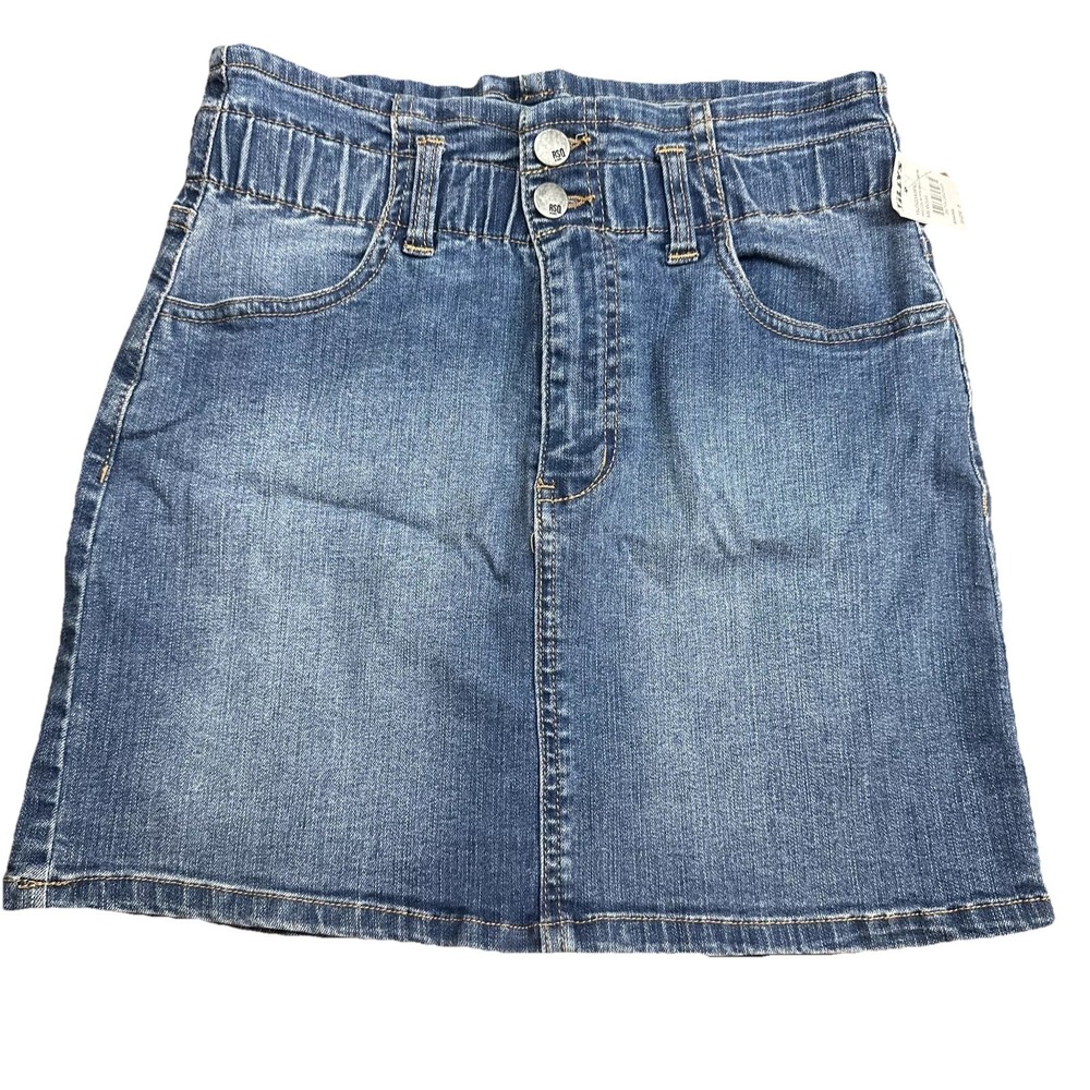 RSQ Women's Small Mini Skirt Jean Juniors Blue Stretch Denim ALine Tillys